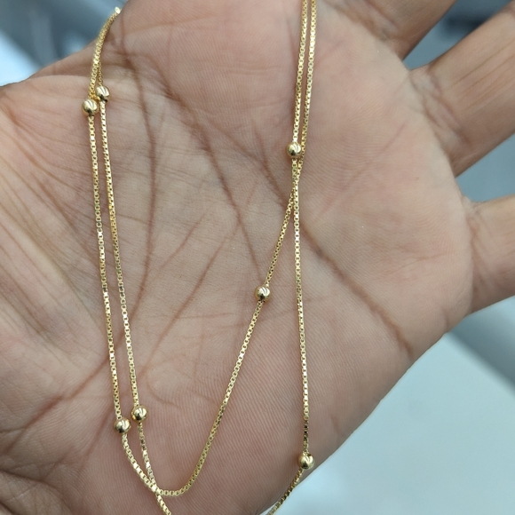 10kt Real Gold Box Bead Chain for Women